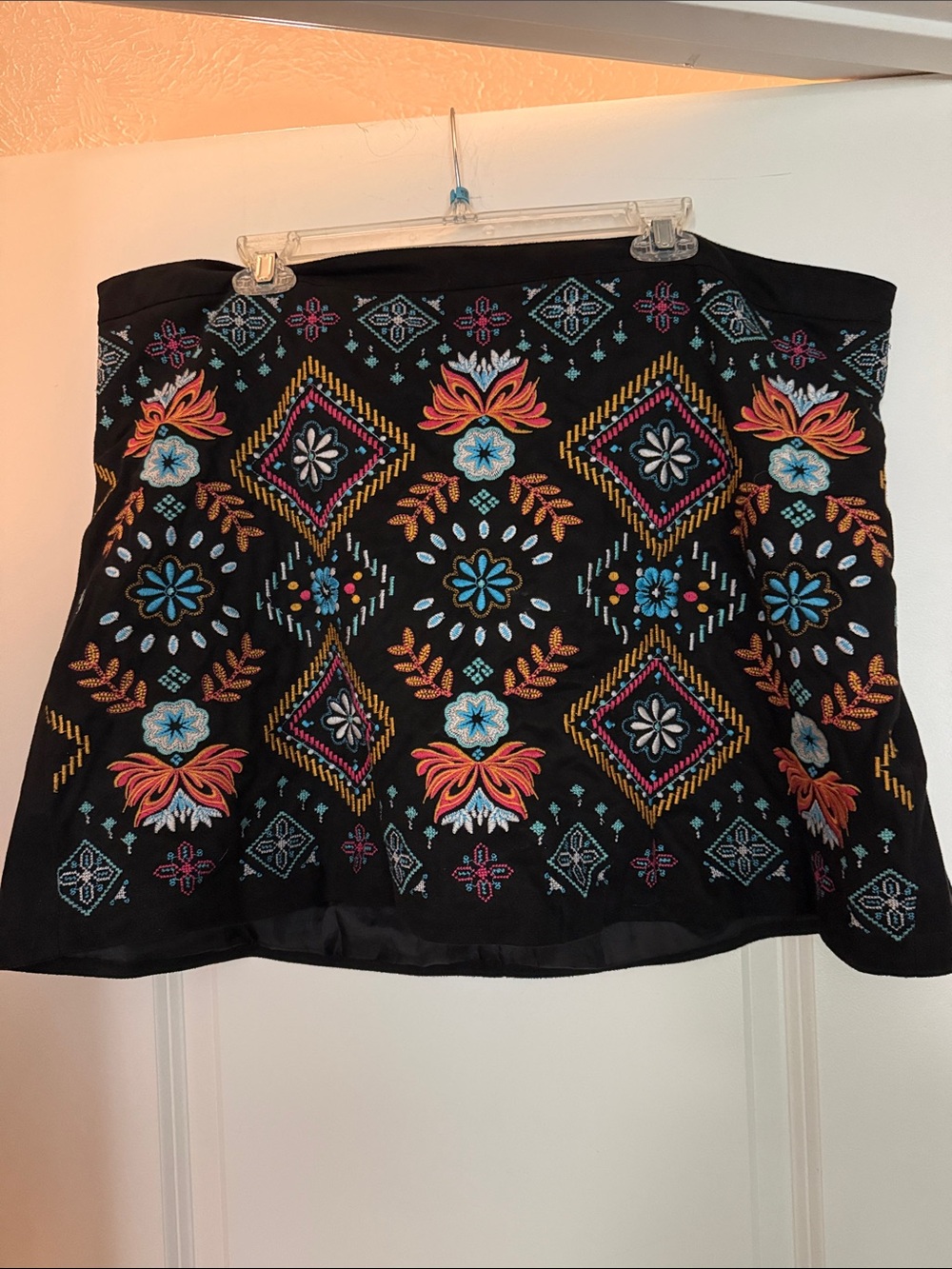 Embroidered Black Floral Skirt